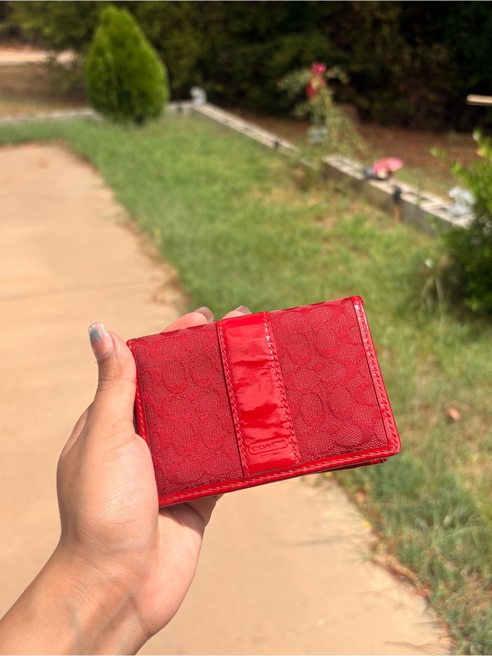 Red Signature Card Case Wallet - Women